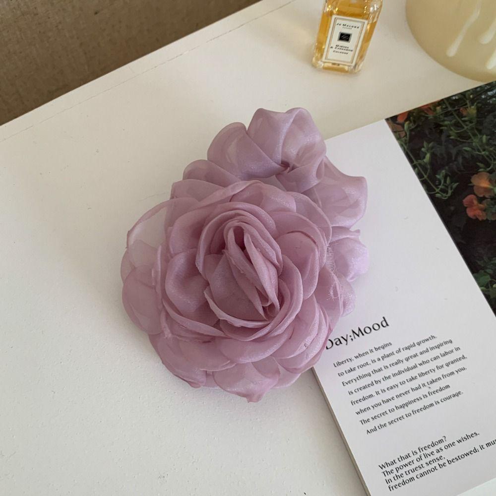 Резинка для волос Роза Веревка для волос Цветок камелии Эластичная резинка для волос Креативная сетчатая резинка для волос с цветком Женская