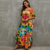 EDOLYNSA 2023 богемное платье-кафтан больших размеров с v-образным вырезом и принтом, пляжная накидка, свободный африканский кафтан, летний наряд Q1464