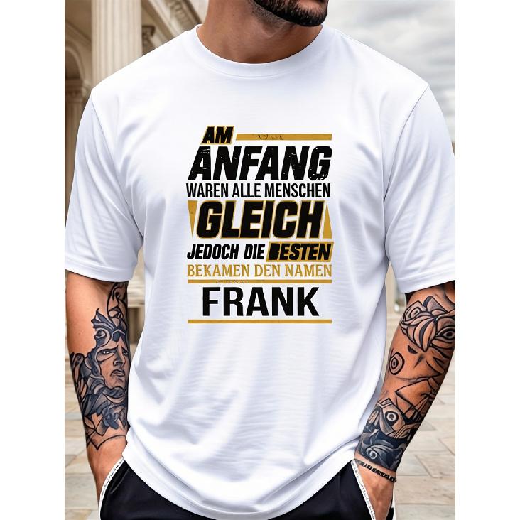 Смешная мужская футболка с именем Франк - Ich Binns Frank & Mein Name Is Frank Печать на немецком языке с желтыми буквами - Персонализированный подарок для Франков - Повседневная