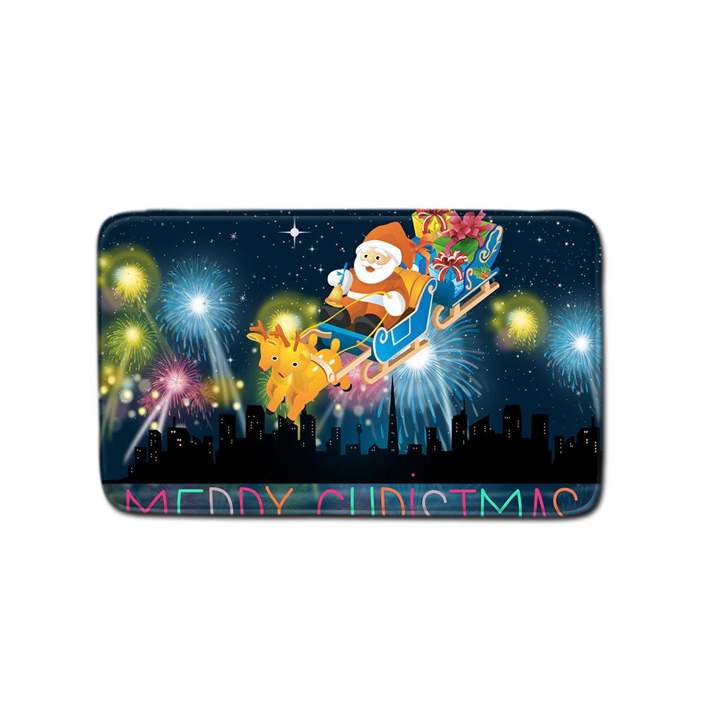 Christmas Shower Curtain Floor Mat Combination Four-Piece Set Bathroom Toilet Carpet Shower Room Mat Foot Mat