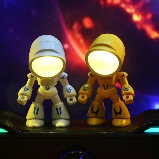 Подвижный робот-ночник, светодиодная настольная лампа с гибким плечом, беспроводной портативный декор для офиса, спальни