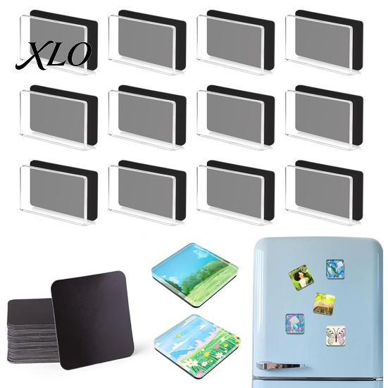 Photo Display Magnets 5/6/8/10/15/20/24 Sets DIY Acrylic Fridge Magnet Kit, Square Refrigerator Set with Adhesive Backing, Clear Picture Holder Making