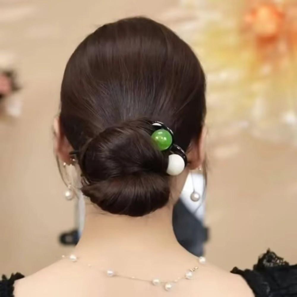Three Tooth U-Shaped Hair Pin Plastic Meatball Disc Sturdy Hair Accessory  Hair Buns