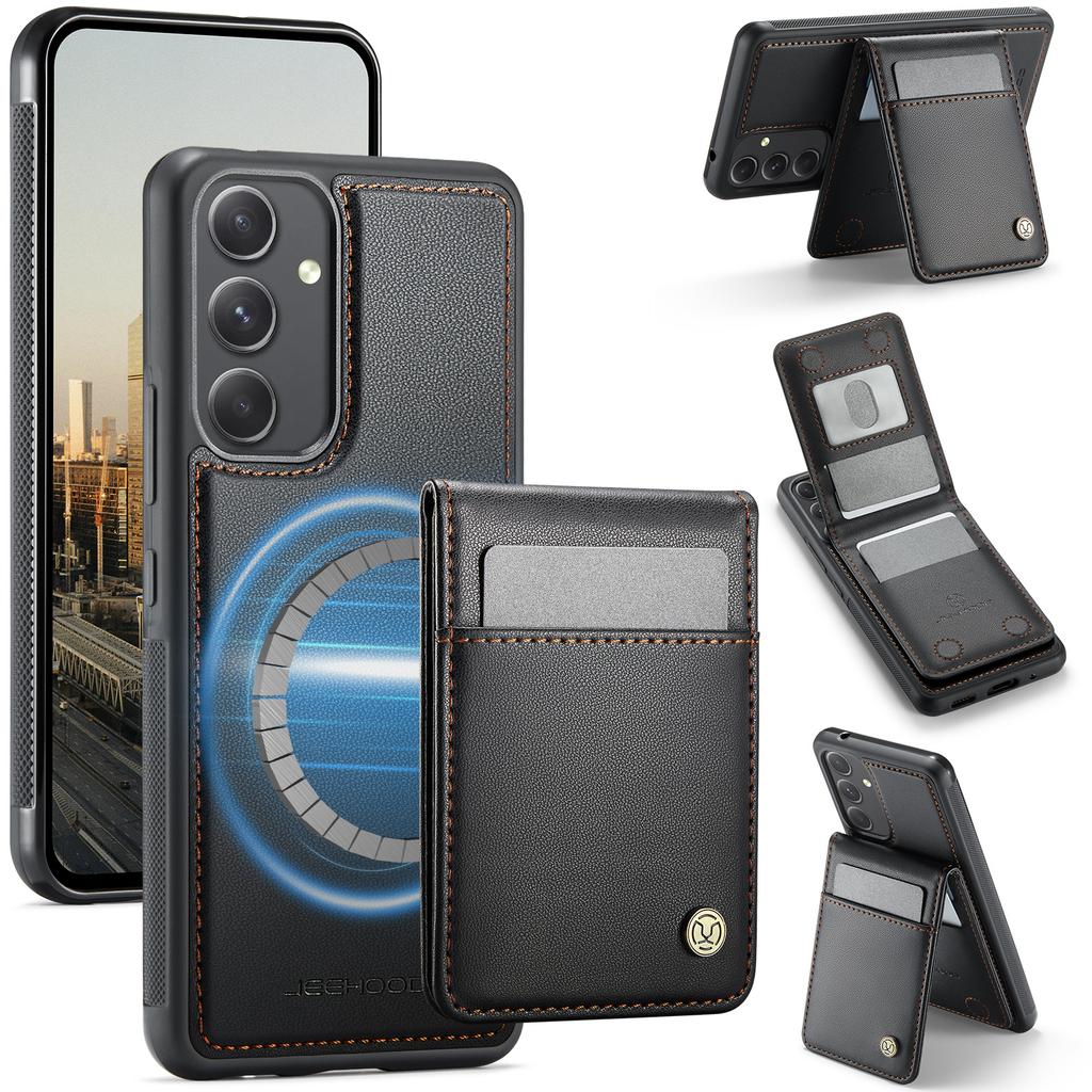 Для Samsung Galaxy A54 5G Кожаная задняя крышка Совместимый с MagSafe Чехол для телефона JEEHOOD J06 с карманом для карт Блокировка RFID