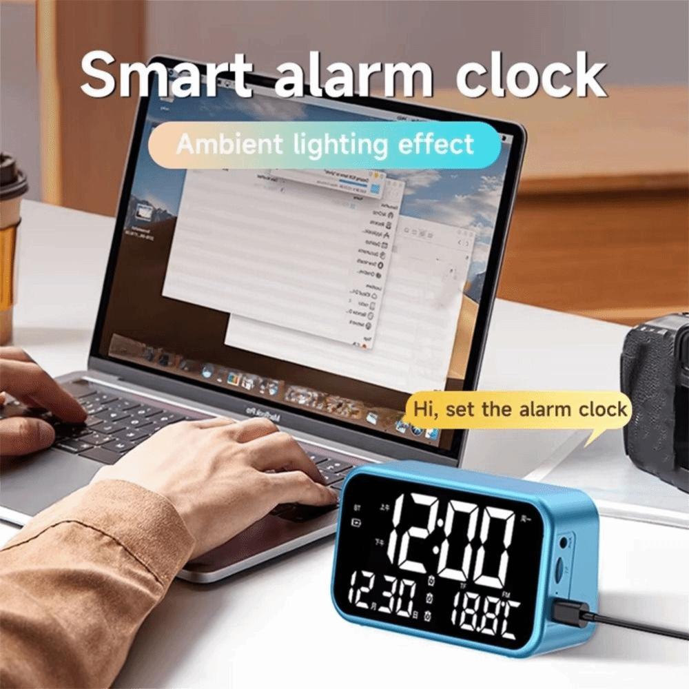 Large Mirror Alarm Clock Rechargeable Electronic Clock Smart LED Display Clock Travel