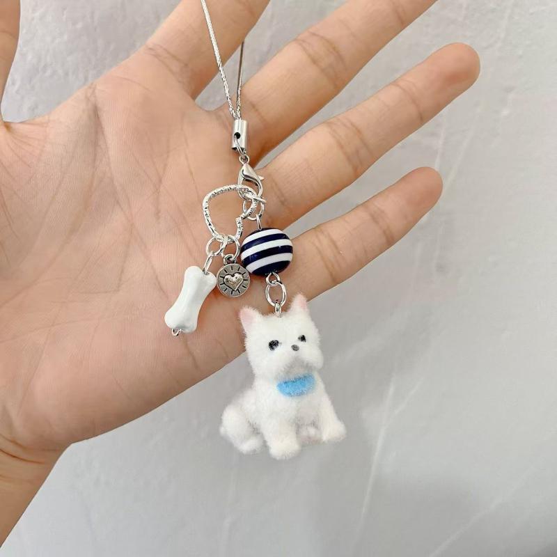 Мультяшный флокированный брелок-подвеска в виде собаки-копилки для женщин, девочек, милая подвеска для сумки, кавайная цепочка для мобильного телефона, подарки
