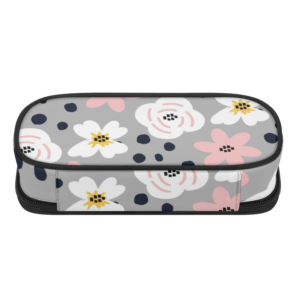 Pen Case 300D Polyester Spacious Storage Zip Around Closure with Mesh Pocket Removable Divider and Pen Slots for Everyday Study