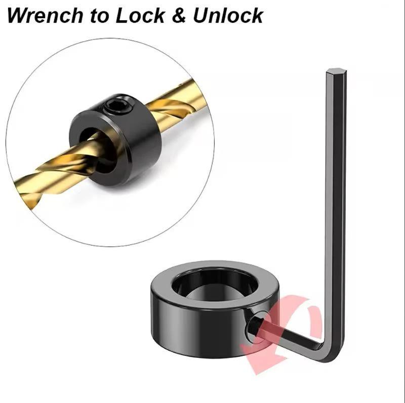 1 комплект фиксаторов для сверл, стопорное кольцо, ограничитель вала, метрический замок, стальной пресс, регулируемый по глубине позиционер, направляющая для отверстий, столярные инструменты