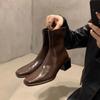 Fashion Winter Ankle Boots Women Shoes Fashion Square Toe High Heel Short Boats Ladies Elegant Morder Bootties 2024