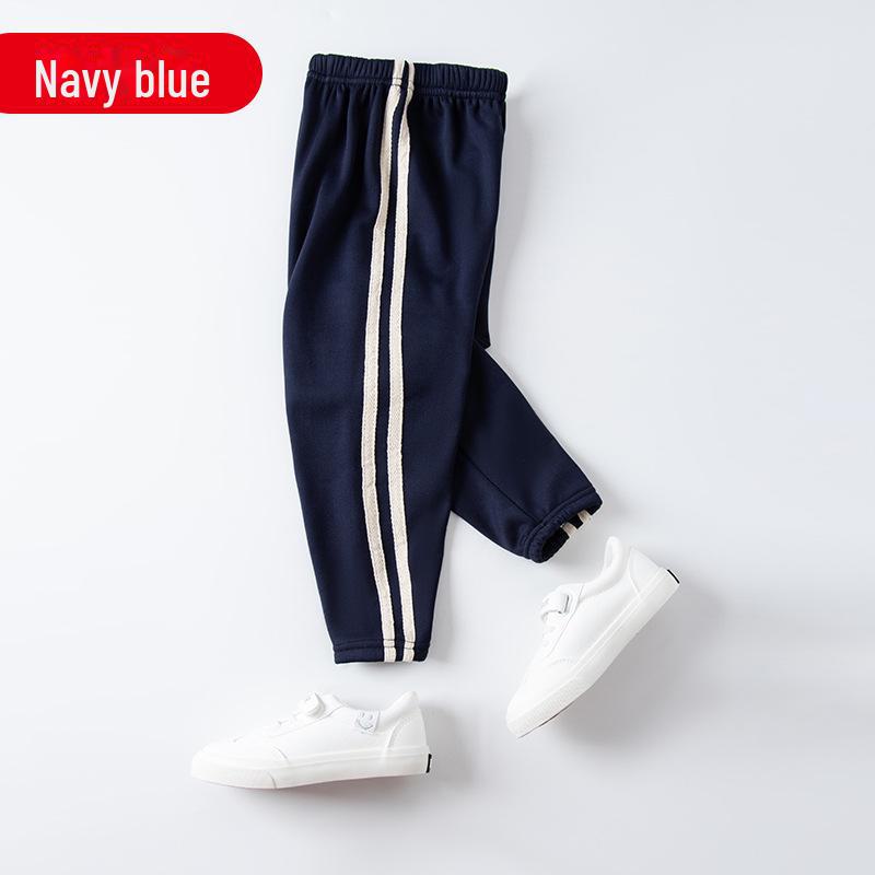 Boys' and Girls' Velvet-Lined Autumn Sports Pants - Warm Casual Wear for Spring and Fall