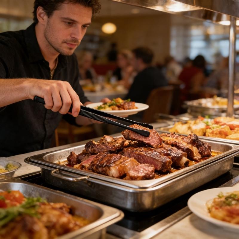 652F Pack of 3 Practical Stainless Steel Grilling Tongs Dishwasher Safe Convenient Long Tweezer for Kitchen Use