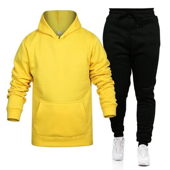 2024 Autumn Winter Tracksuit Men Solid Hooded Sweatshirt 2 Piece Sets Mens Outfits Suit Men Fleece Sport Hoodie Sweatpants Two Piece Sets