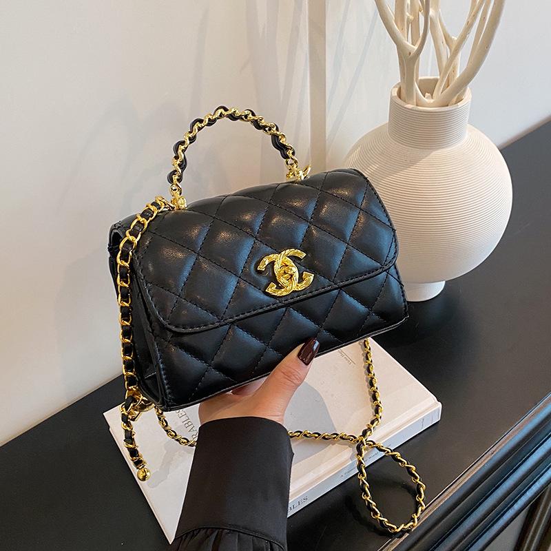 Маленькая сумка кроссбоди Xiangfeng Mini с цепочкой в виде ромбиков и золотым шариком - Красная, Осенняя мода