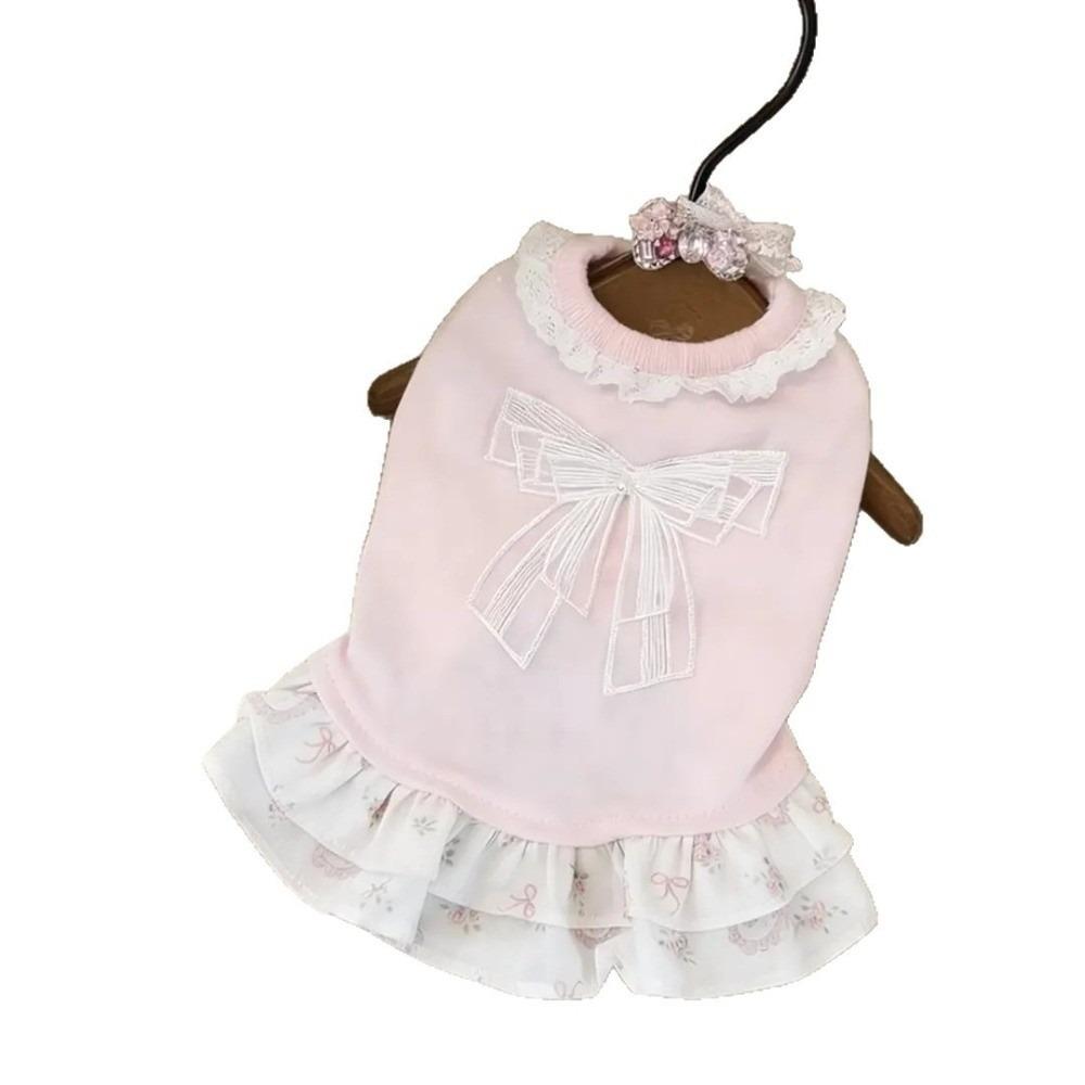 Lotus Leaf Edge Puppy Lace Skirt Thin Dog Cooling Vest Pet Clothing Bow Dog Skirt Casual Wear