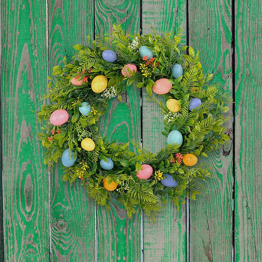 Пасхальный венок с пестрыми яйцами, весеннее украшение двери, нежный венок для пасхального украшения