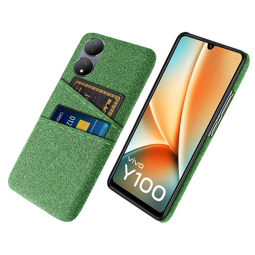 Чехол для телефона с двумя слотами для карт для vivo Y100 5G, Жесткий ПК + Тканевая накладка для мобильного телефона