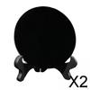 2x Obsidian Stone Disc Feng Shui Mirror for Desk with Stand Round Mini Scrying