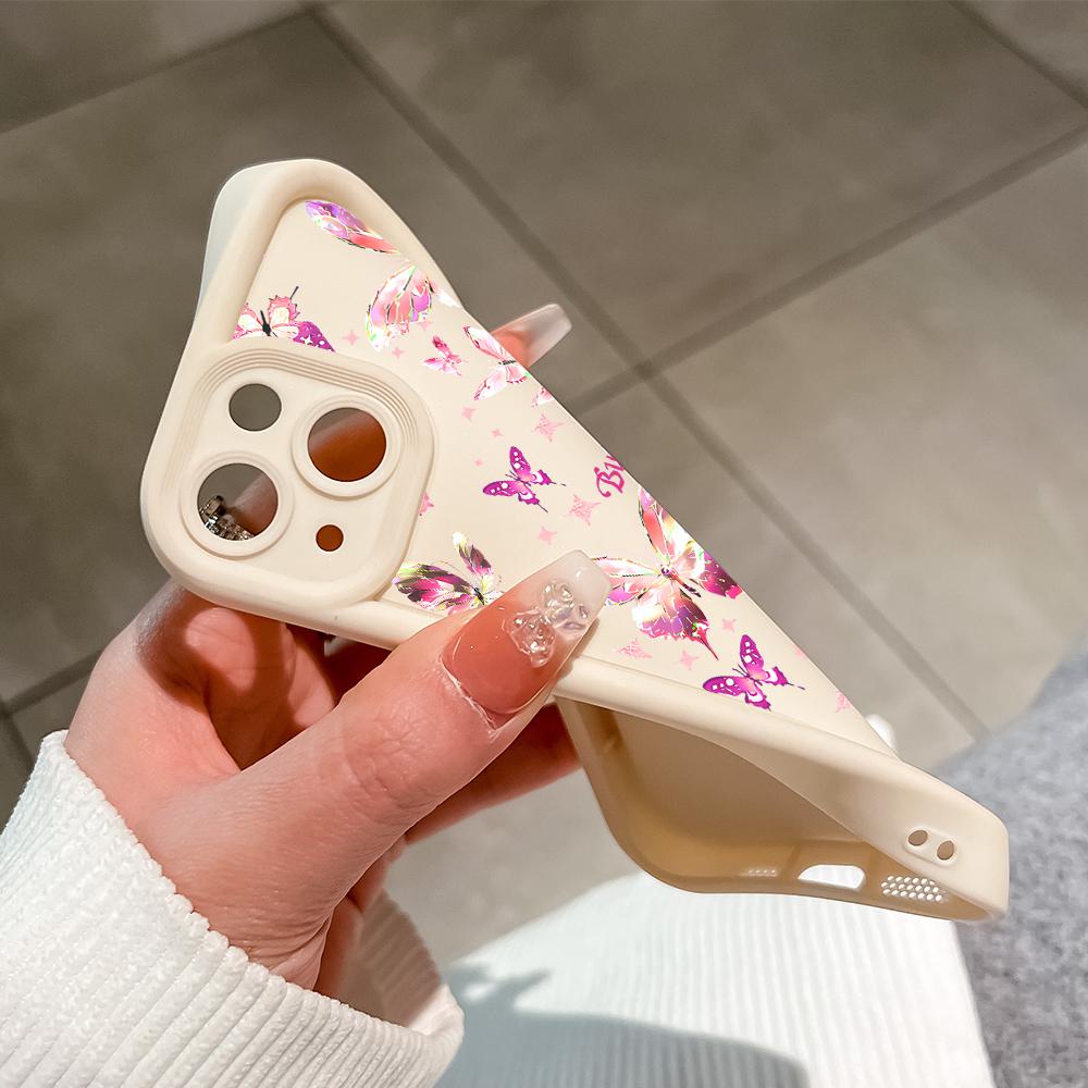 Для iPhone 16 15 14 13 12 11 Pro Max XS Max XR X SE 8 7 красочный узор бабочек мягкий силиконовый полный защитный чехол для телефона объектив