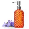 1 шт. 16 унций оранжевый дозатор мыла для ванной комнаты, стеклянный дозатор мыла с насосом, стеклянный дозатор мыла с узором из драгоценных камней для мыла для рук