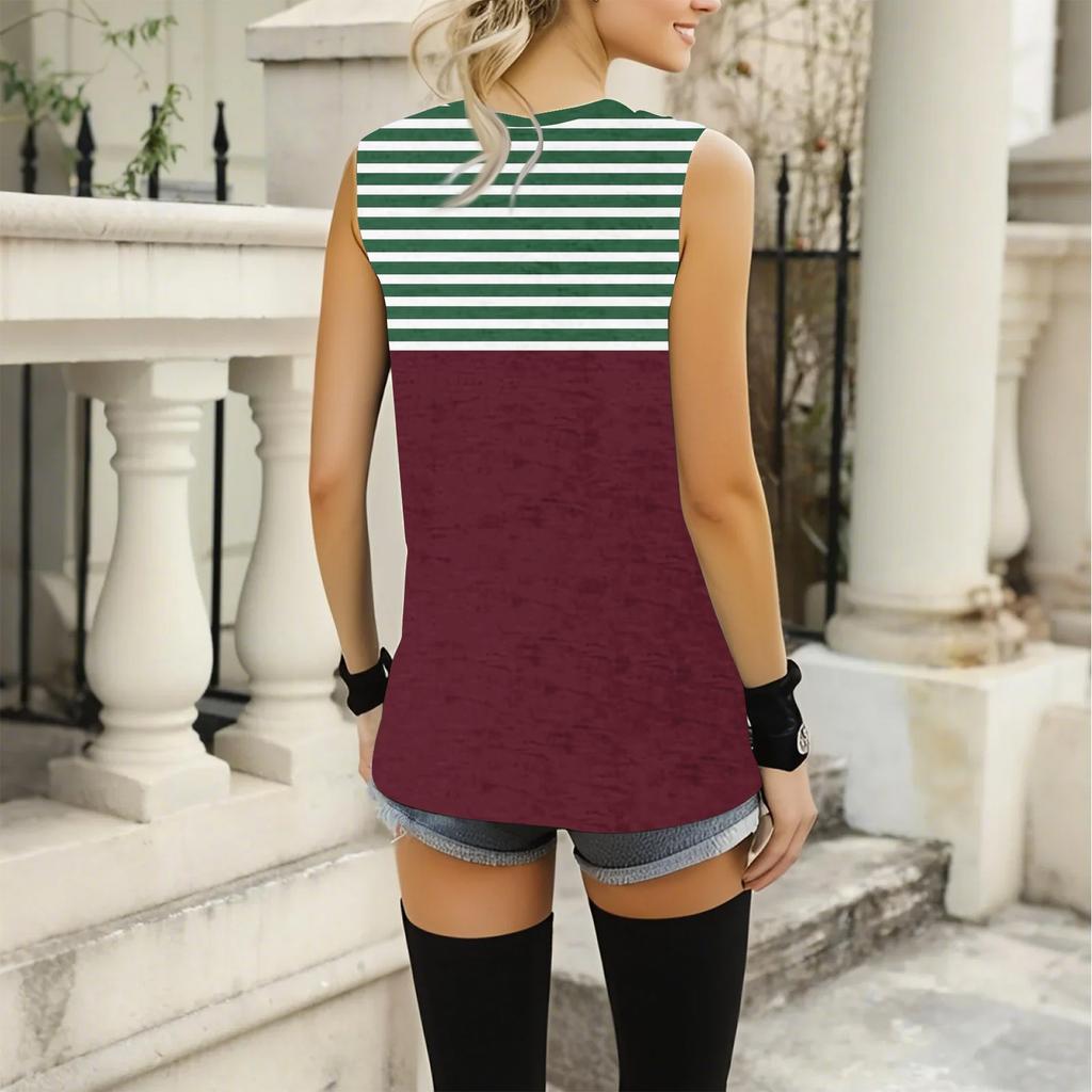 Women's Fashion Casual Daily Versatile Striped Texture Slim Fit Summer Vest Top