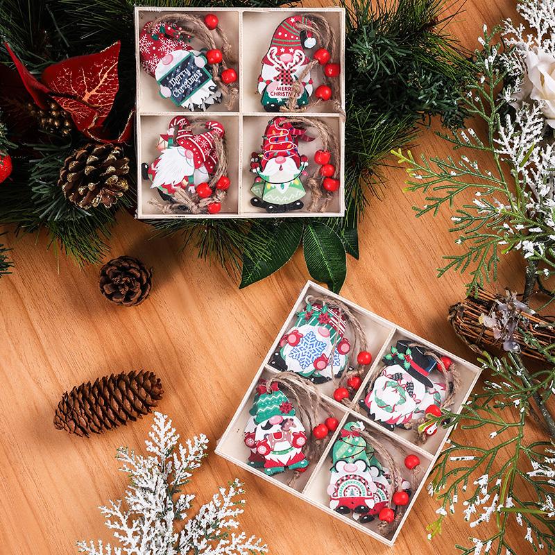 12Pcs Christmas Decoration New Year Gift Gnomes Pendants 2025 Christmas For Xmas Tree Wooden Hanging Ornaments