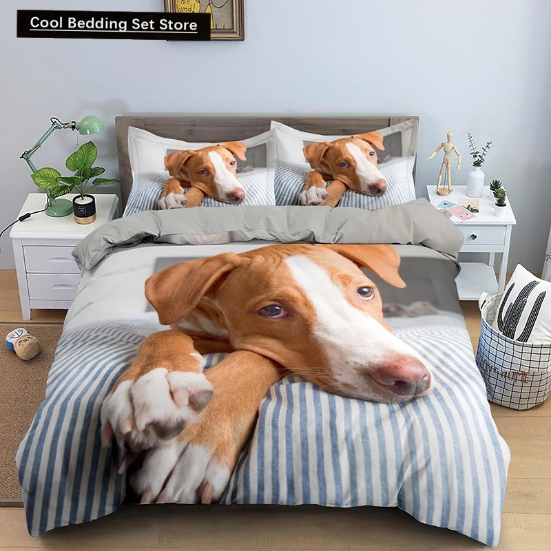 Animal Dog Duvet Cover King Queen Size Kids Cute Pet Puppy Them Bedding Set Corgi Golden Retriever 2/3pcs Polyester Quilt Cover