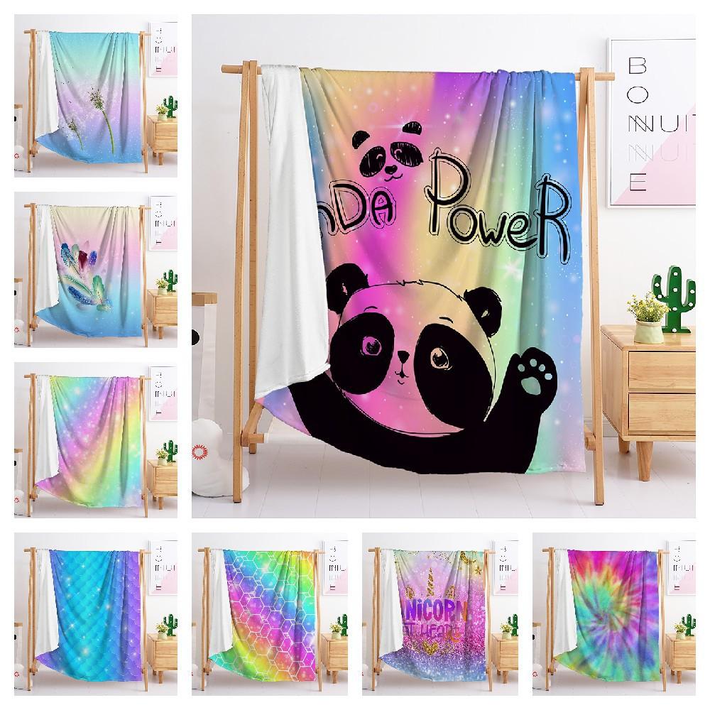 Blanket Flannel Blanket Color Gradual Change Panda 3D Digital Printing Blanket Blanket