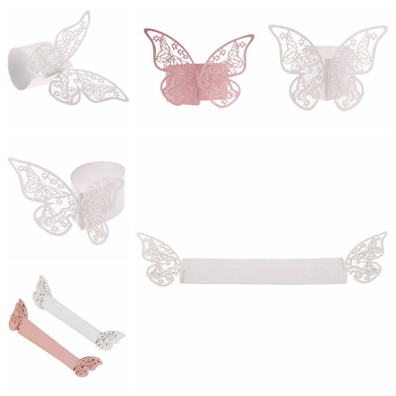 50 шт., кольцо для салфеток с бабочкой, держатель для бумаги, настольная вечеринка, свадебные сувениры, банкет