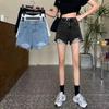 Pants Fashion Versatile Black and Gray High-waisted Women's Summer Loose A-line Broken Holes Thin Section Wide-legged Outside Wear Sub Denim Shorts
