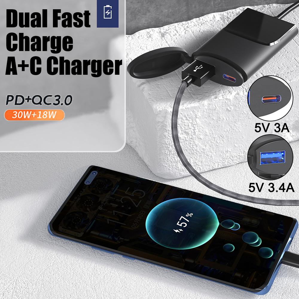 24 В 12 В USB-зарядные устройства для мотоциклов PD USB с двумя портами для зарядного устройства мобильного телефона 3,4 А 30 Вт QC 3,0 водонепроницаемый чехол адаптер питания