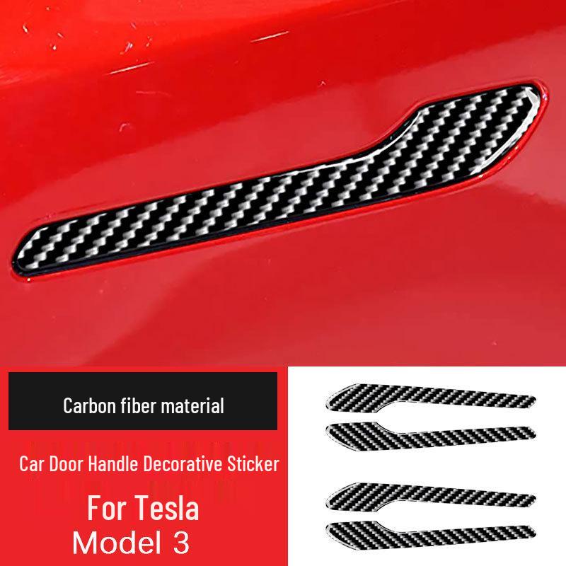 Защитная наклейка на ручку двери Tesla Model 3 из углеродного волокна