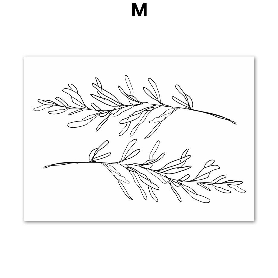 Абстрактная богемная линия, женская ваза с листьями, цветы, плакаты середины века, холст, картина, настенная живопись, печать, картина для гостиной, домашний декор