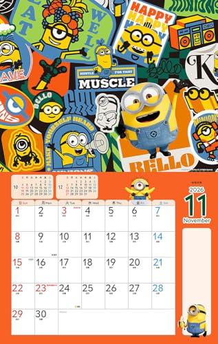 [Purchaser-exclusive Bonus Included] Minions Calendar (Monthly/Wall-hanging/600mm X 380mm) (Plenty of Stickers Included) (Impress Calendar 2026)