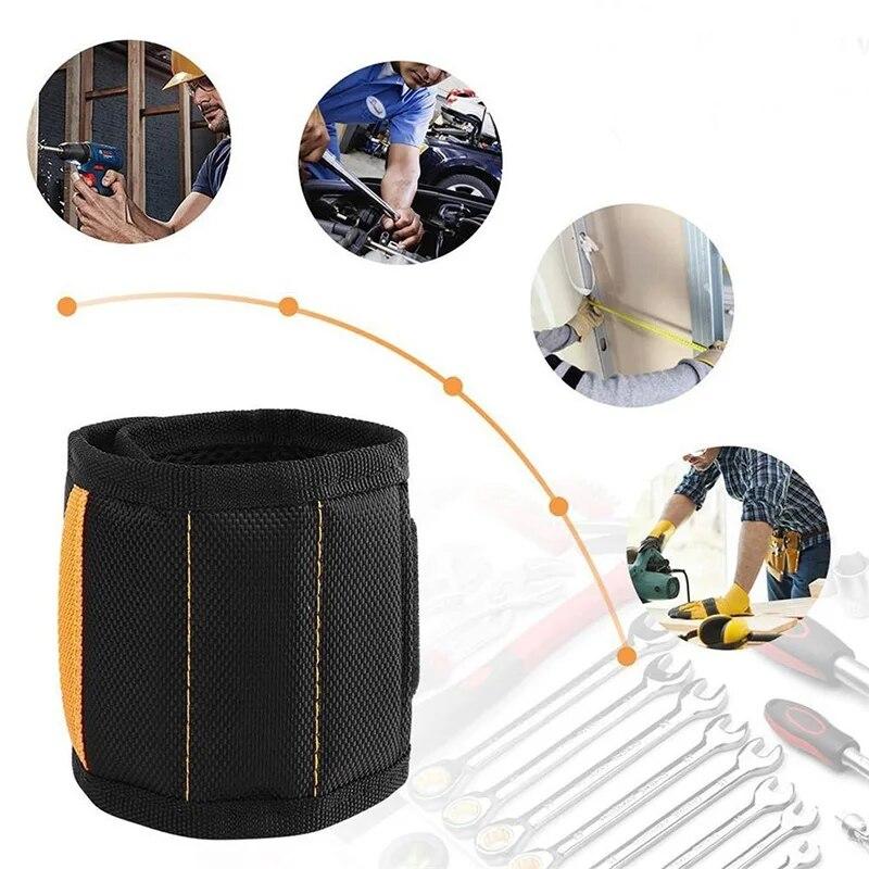 Magnetic Wristband for Holding Screws Nails Drilling Bits Wrist Tool Holder Belts with Strong Magnets Five Rows of Ten Magnets