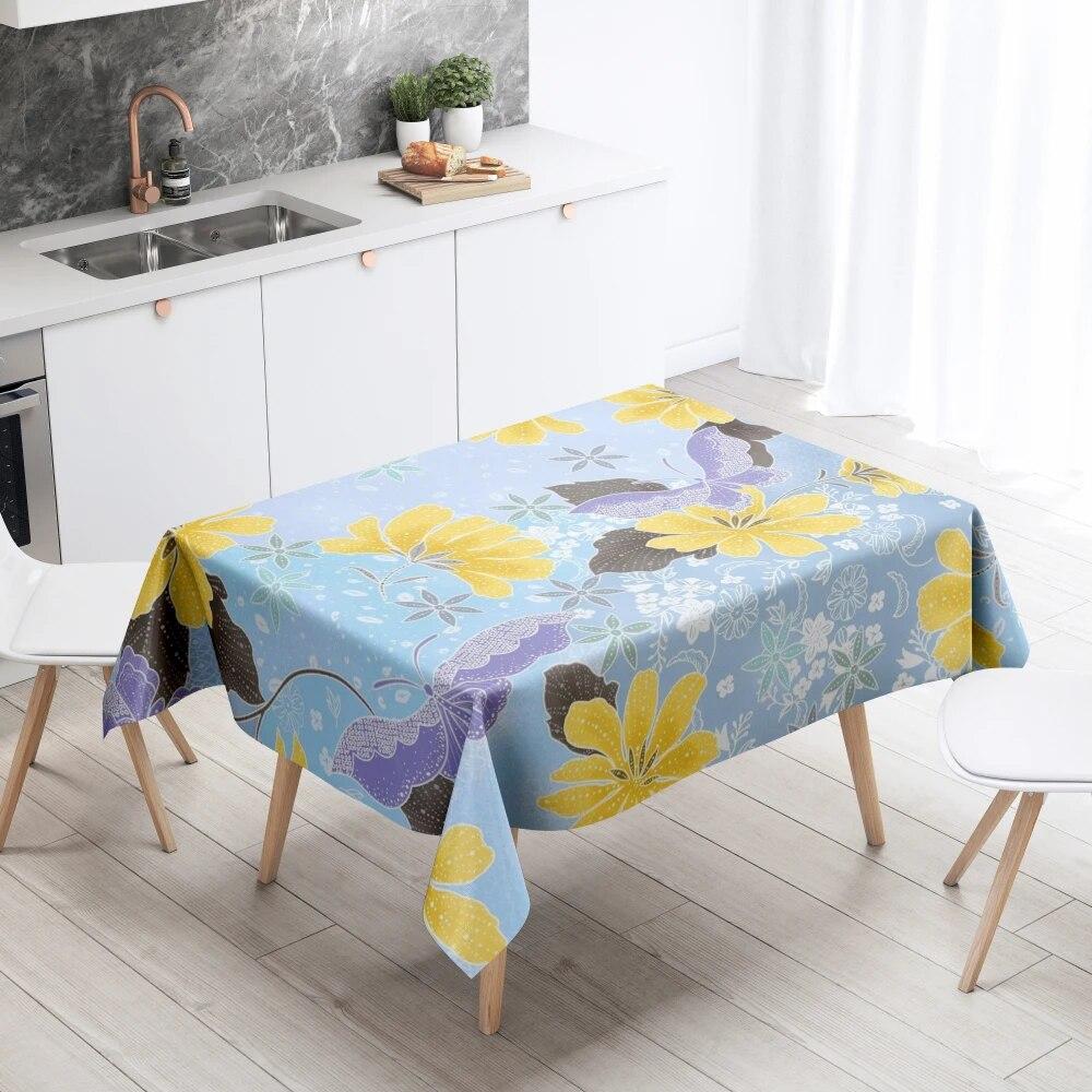 Цветочная скатерть для домашнего декора, устойчивая к пятнам, водонепроницаемая, украшение для стола, прямоугольная кухонная столешница для камина
