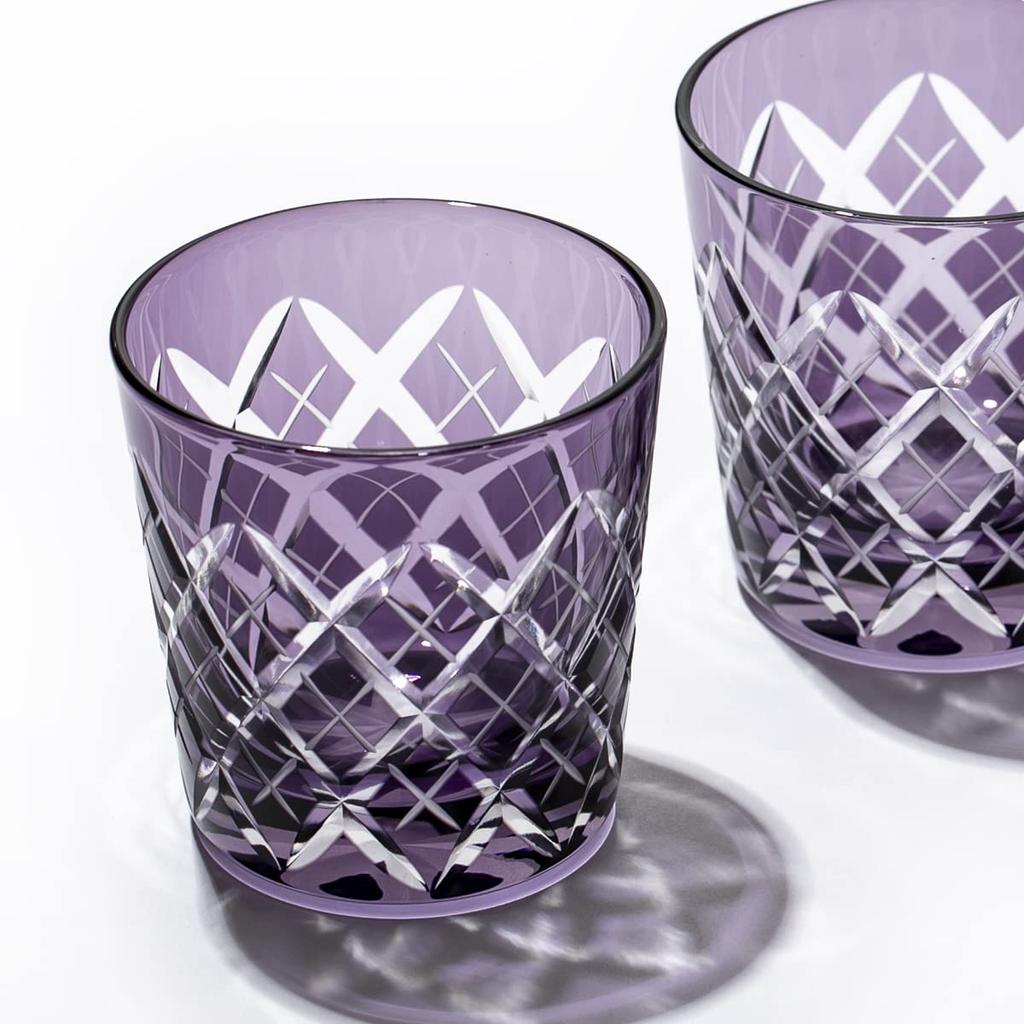 Деревянная коробка для стакана для холодного сакэ Kobo Edo Kiriko Yarai Crest, сделано в Японии [официальный представитель Taimuro] (Эдо Пурпурный) ТБ90152-1М