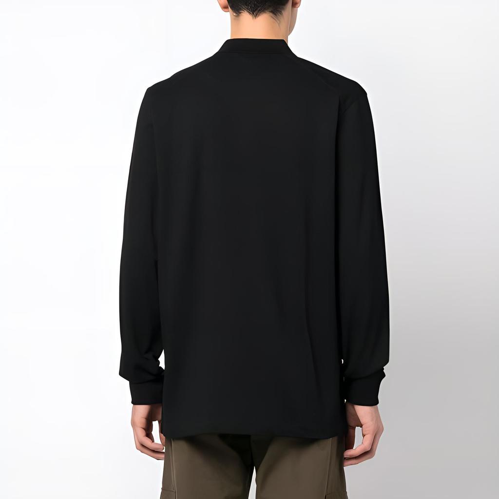Y-3 SS23 Однотонная трикотажная рубашка поло с длинным рукавом, мужские топы, черная H44801