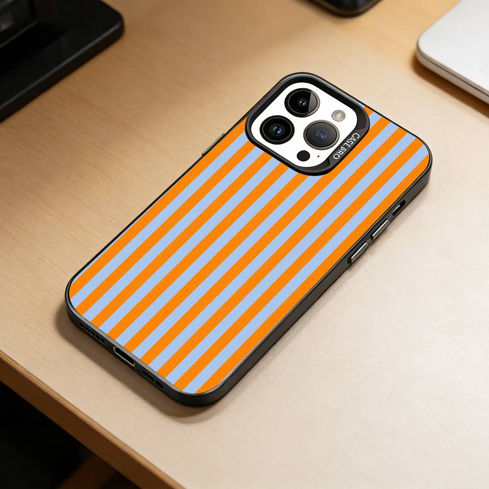 M-Multicolor Stripes  Phone Case For iPhone 17,16,15,14,13,12,11 Plus,Pro Max,XS,Colorful Silver Black Cover