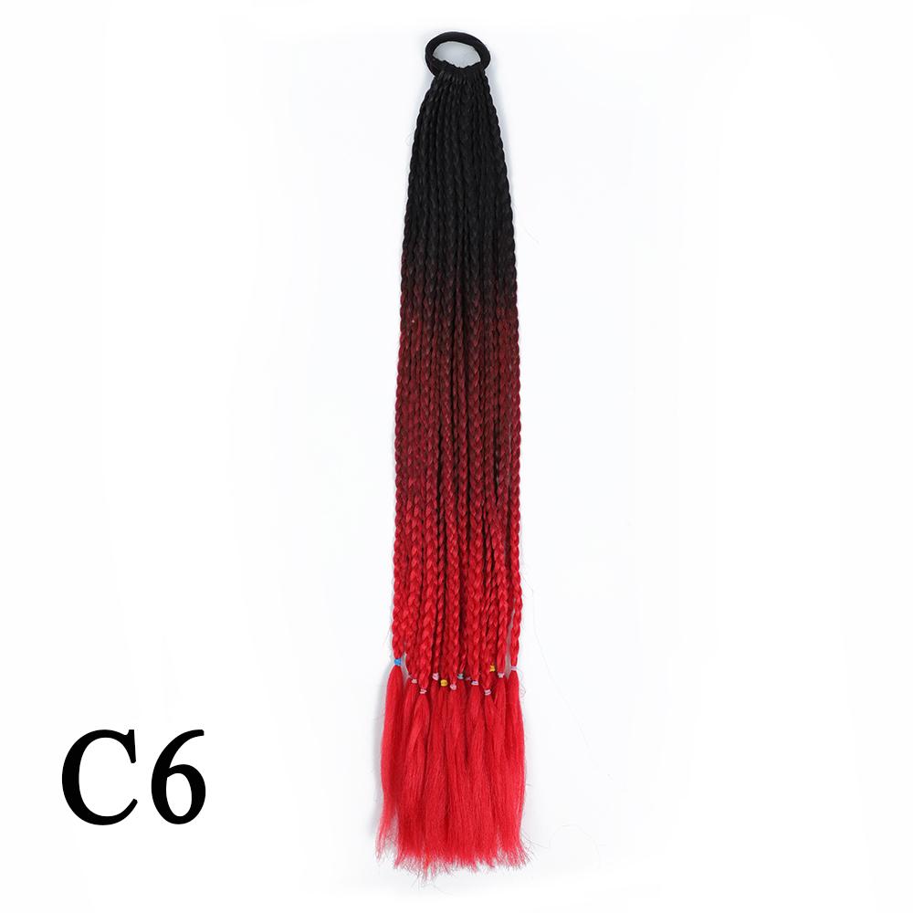 Плетеный хвост с резинкой, черный плетеный хвост ручной работы из термостойкого волокна, шиньоны с конским хвостом для девочек