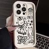 Милый Черный Котёнок Эскиз Кошка Чехол для Телефона Для iPhone 17 Air 16 e 15 14 13 12 11 Pro Max Plus Mini SE 2020 2022 Мягкий ТПУ Задняя Панель
