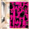 Black And Pink Cat Funny And Creative Beach Shower Curtain Waterproof Polyester Bath Curtains For Bathroom Decorate With Hooks