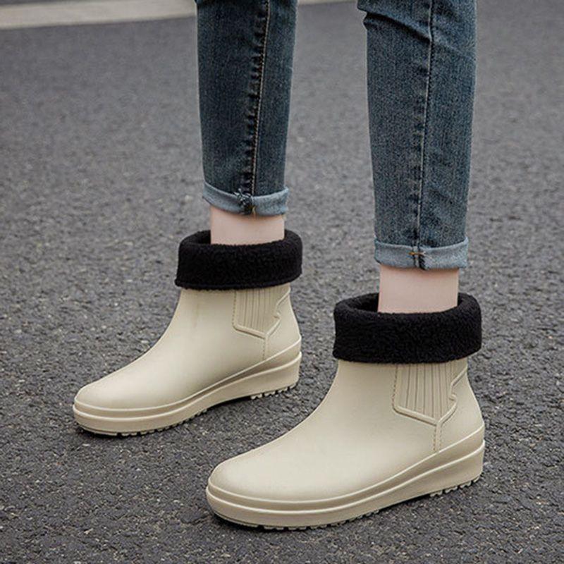 Fashion 2024 Spring New Women's Rain Boots PVC Non-Slip Fashion Short Plus Velvet Warm Women's Rain Boots Rain Boots Rubber Boots 36-41
