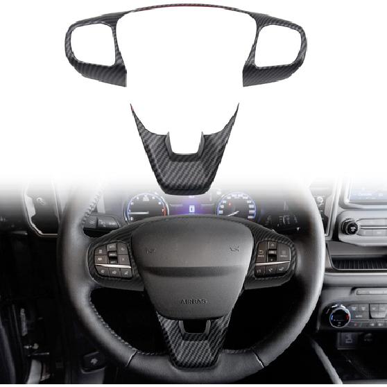Interior Steering Wheel Trim Cover Frame For Ford Bronco Sport 21+ Carbon Fiber