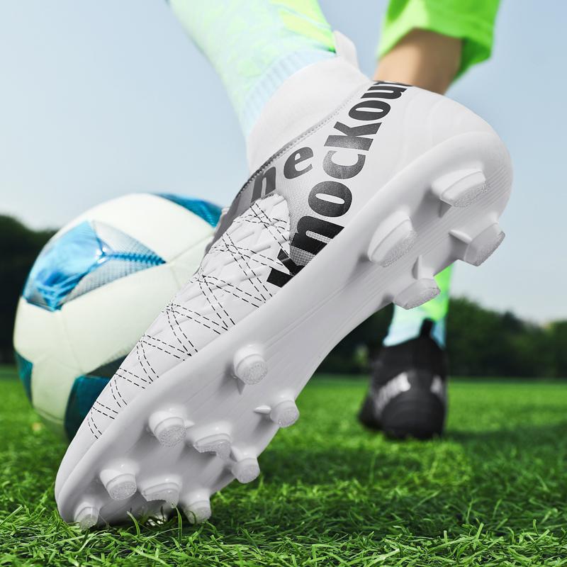 31-48 Мужские/женские футбольные бутсы. Высококачественные большие кожаные высокоэластичные носки, футбольные тренировочные бутсы с длинными ногтями из искусственного газона.