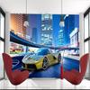 Желтый автомобиль обои Город Ночной пейзаж 3d фреска Современный ресторан Клубы Бар Интерьер Обои Декор