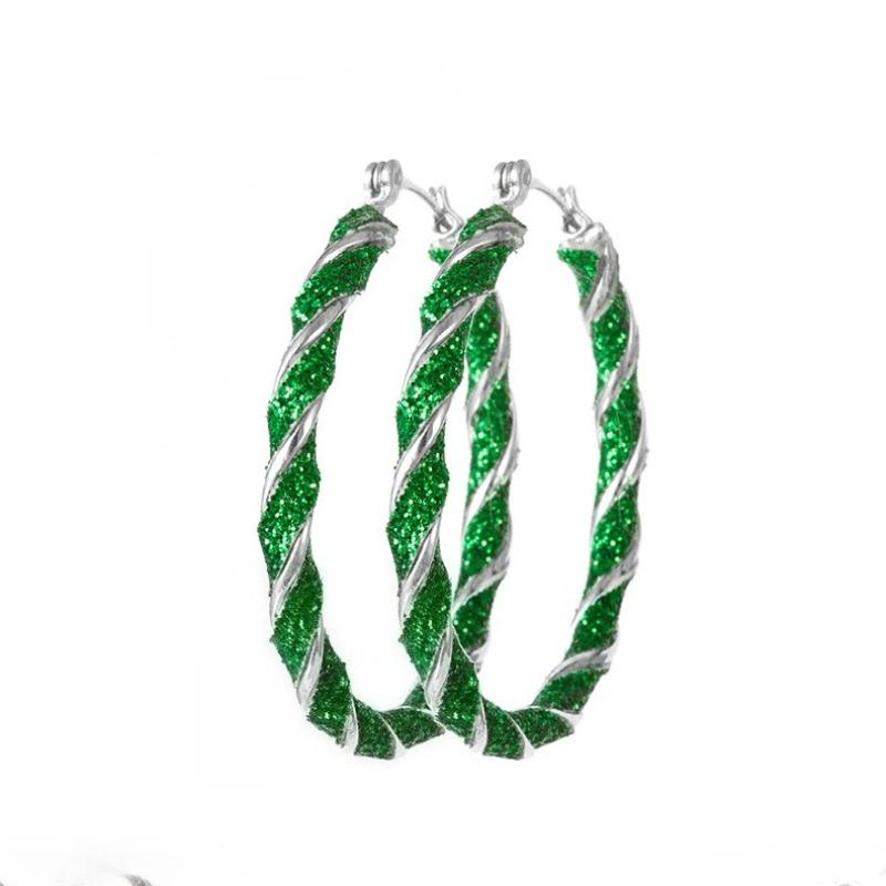 Exaggerated Red and Green Fashion Personality Christmas Day Colorful Spiral Geometric Earring Earrings