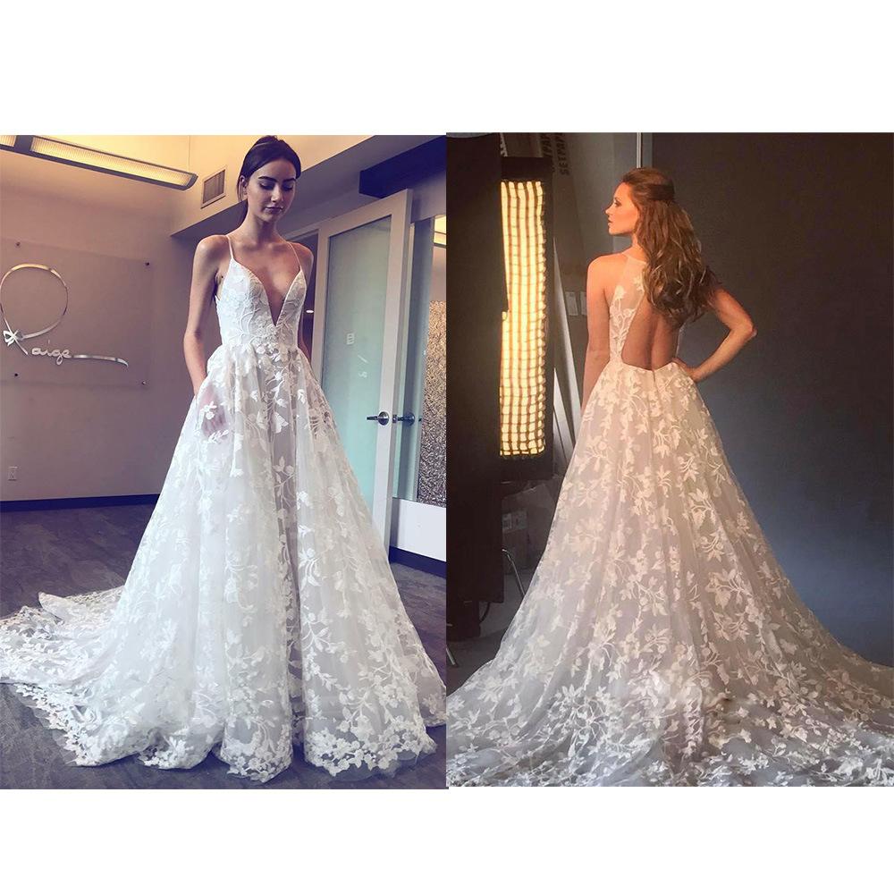 Новое европейское и американское, сексуальное платье-комбинация с V-образным вырезом, французское ажурное платье