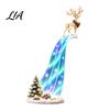 Cozy Holiday Room Lighting LED Waterfall Christmas Shelf Sitter Figurine, Light Up Santa Claus Snowman Festive Mantel Display Angel Statue, Bookshelf
