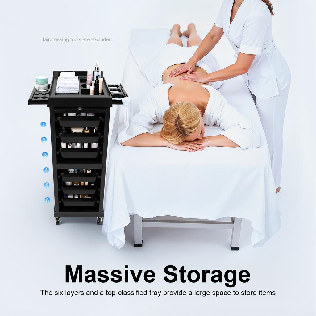 7-ярусная салонная парикмахерская тележка на колесиках – тележка-ролик для косметологии, макияжа, принадлежностей для ногтей(черный)
