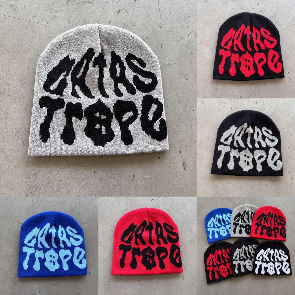 Trendy High Top Knitted Hat With Letter Graphics For Fall Winter Streetwear